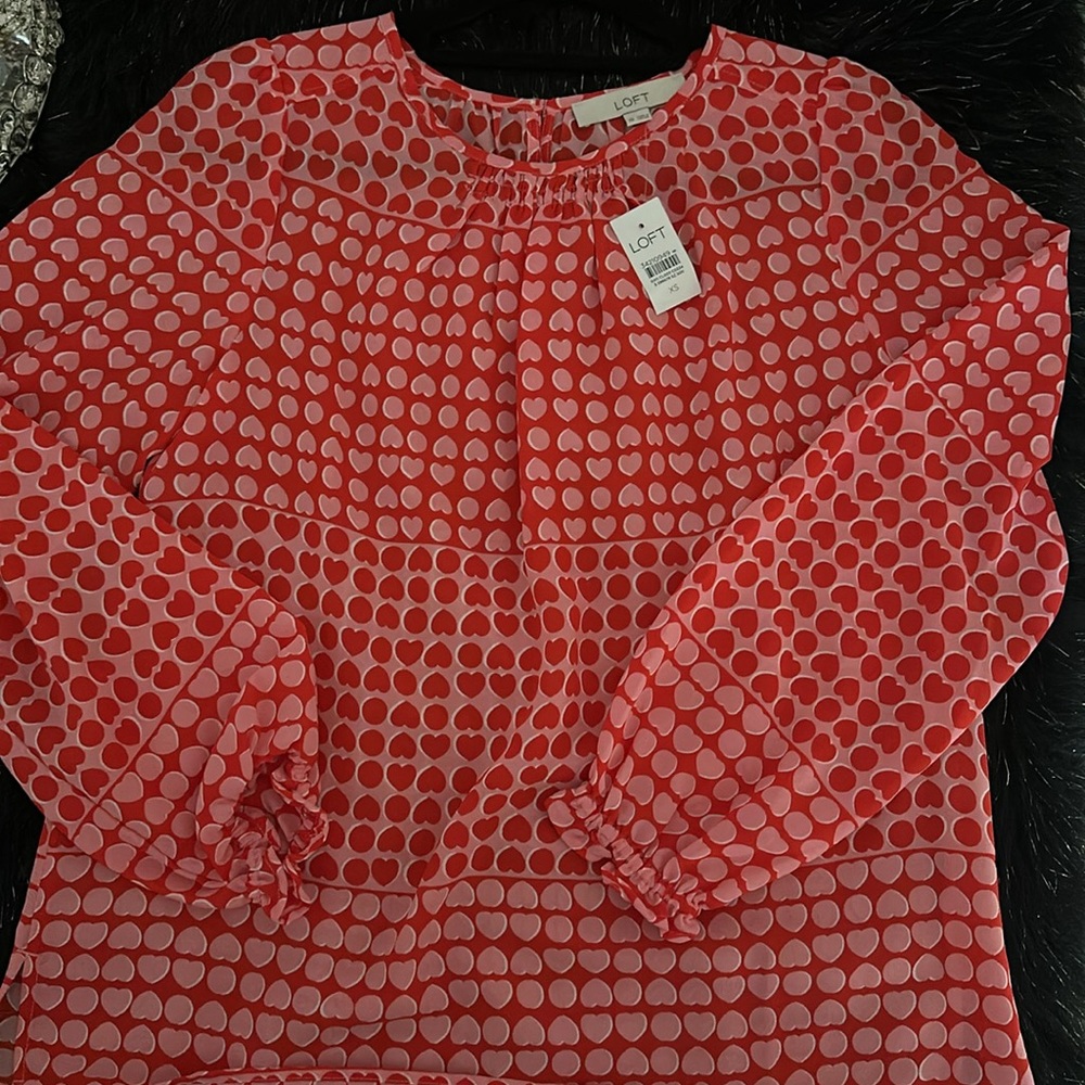 Loft Heart Ruffle Cuff Blouse